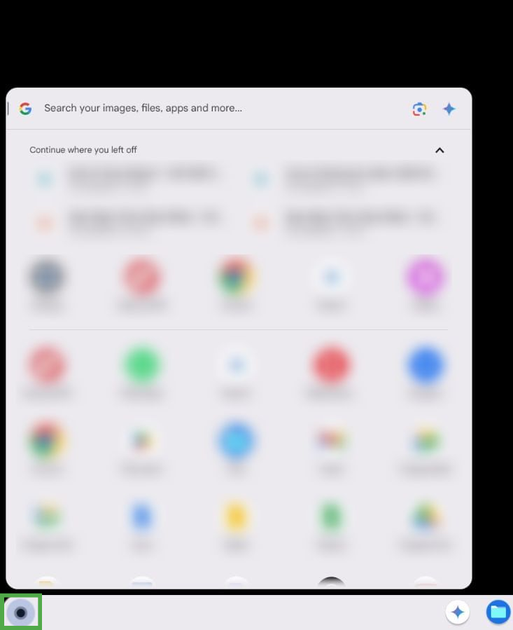 Chromebook launcher with the search field available