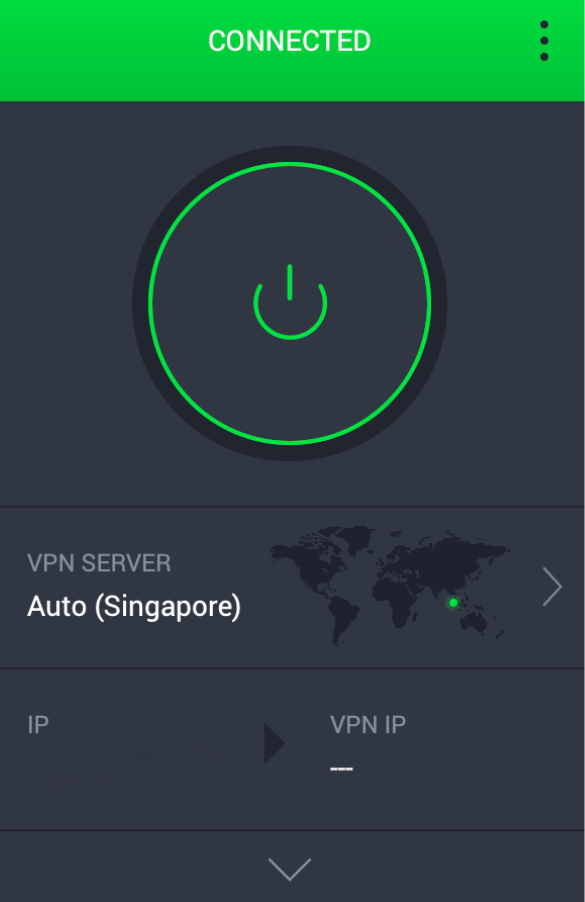 PIA Mac app connected to the Auto Singapore VPN server.