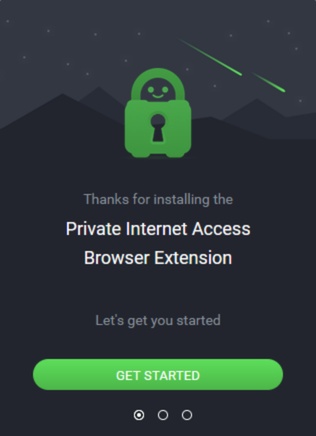 Private Internet Access Firefox extension "getting started" walkthrough.