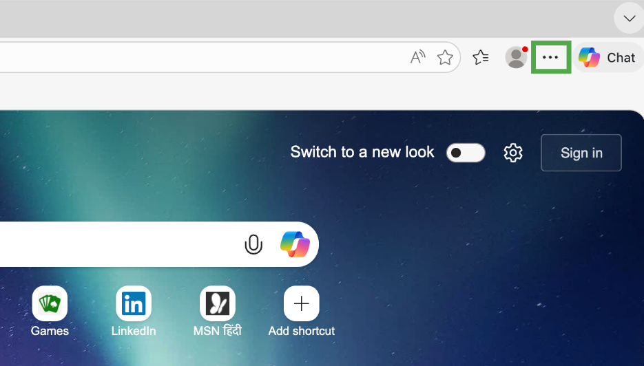Edge on Mac with the three-dot menu button highlighted
